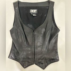 DKNY 1990s corset style genuine leather vest size 6